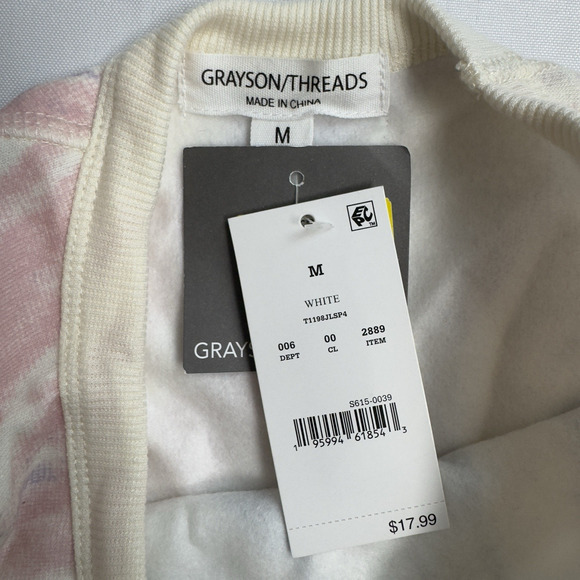 Grayson Threads Cream Tie Dye Long Sleeve Graphic Shirt Size M Choose Happy - Picture 6 of 6